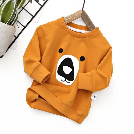 Children's Pullover Hoodie with Autumn Winter Bear Print