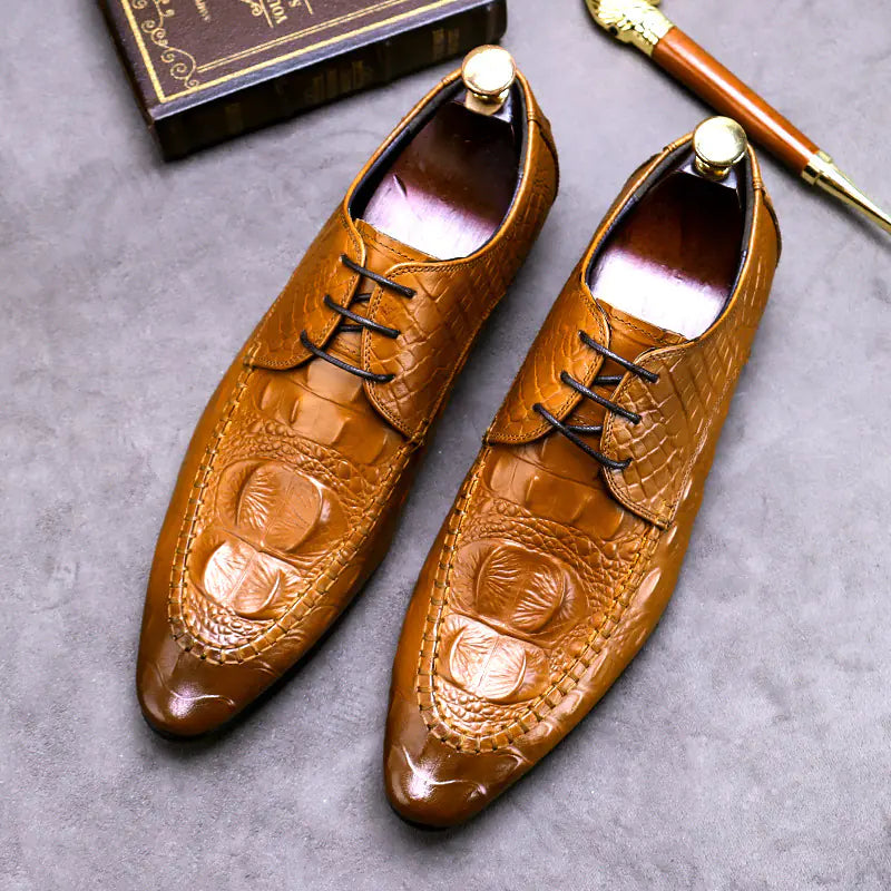 Crocodile Pattern British Men's Dress Shoes