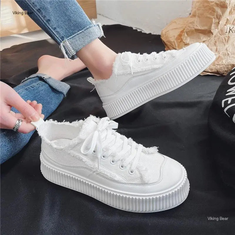 Men's Thick Sole Summer Canvas Sneakers - Korean Style