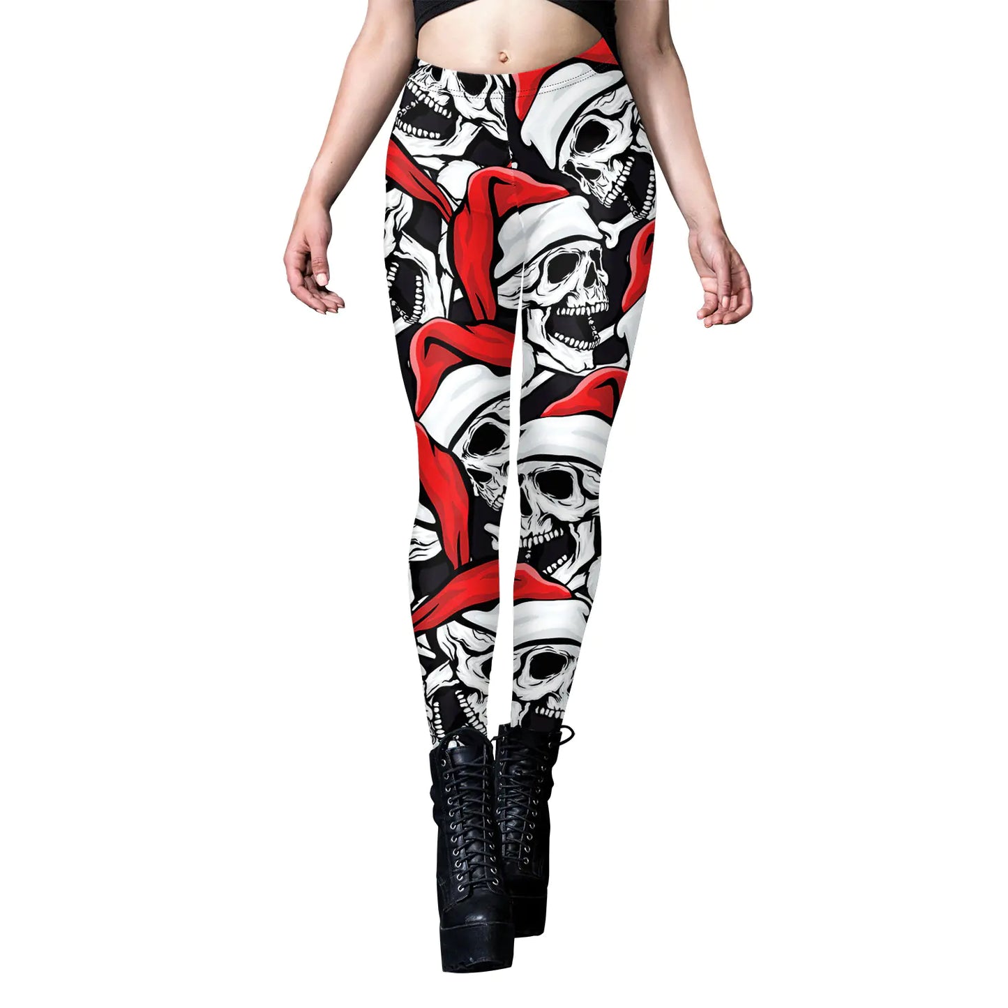 Women's Skull Print Tapered Yoga Leggings