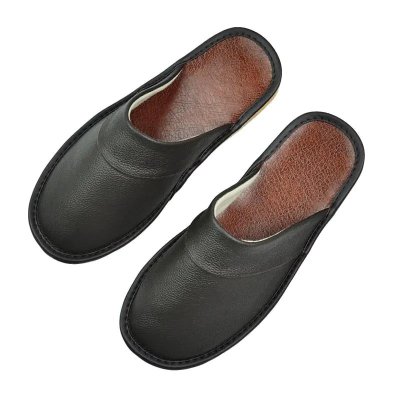 Indoor Leather Baotou Slippers for Home Furnishing