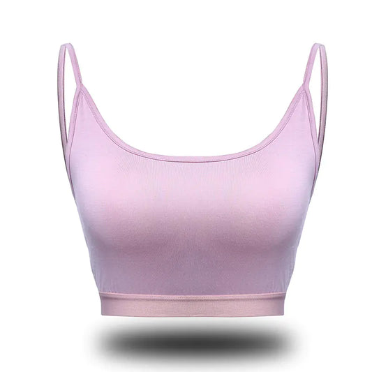 Removable Cotton Chest Yoga Cami Top with Straps