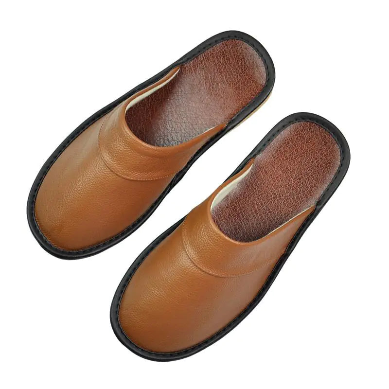 Indoor Leather Baotou Slippers for Home Furnishing