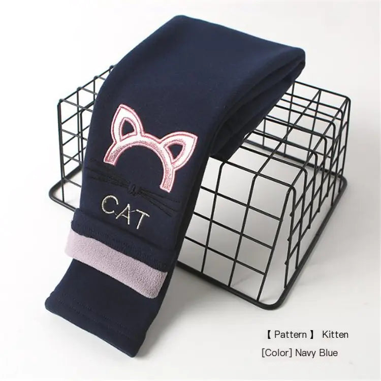 Cartoon Kitten Embroidery Baby Trousers for Kids