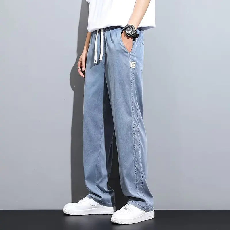 Men's Loose Wide Leg Ice Silk Straight Pants