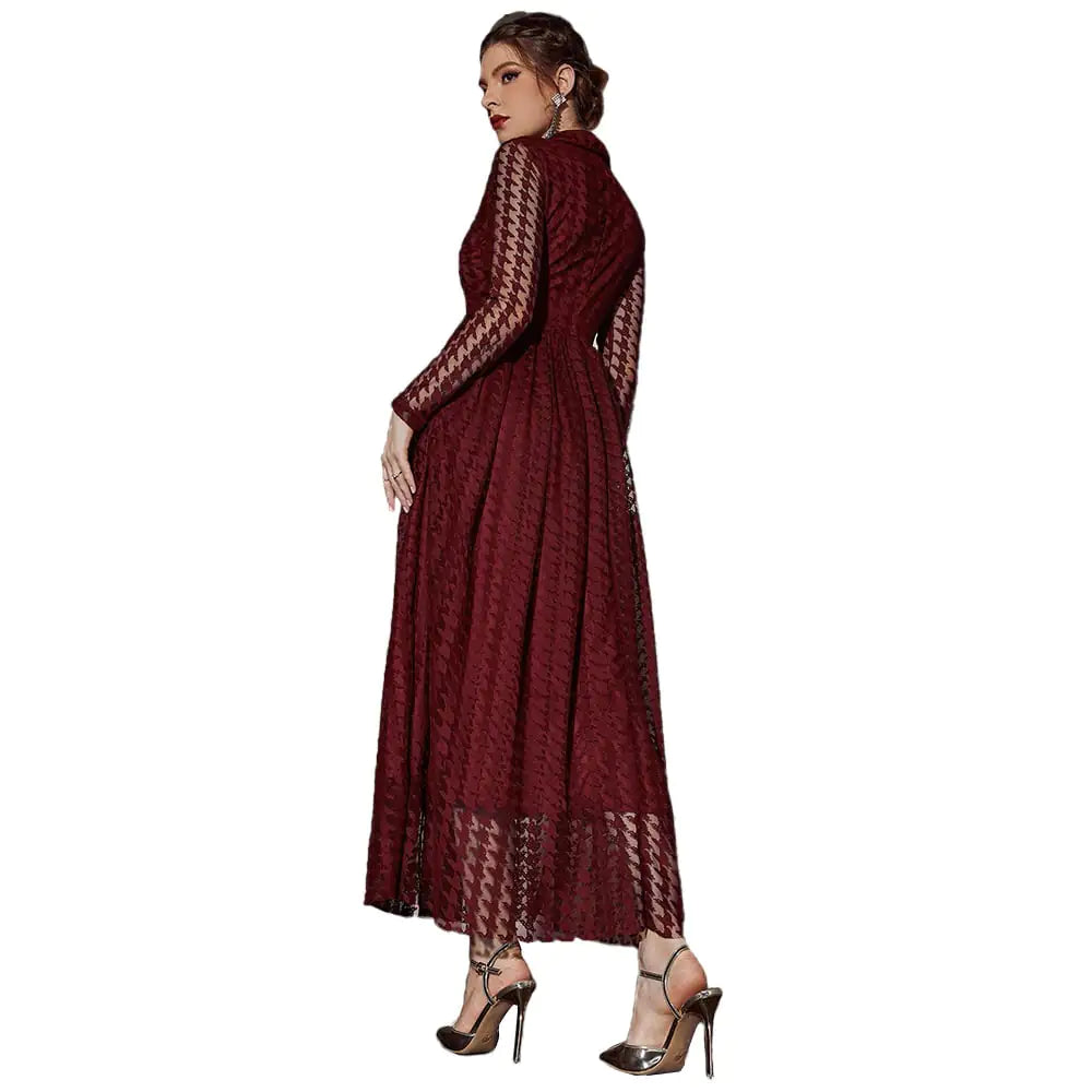 Casual Mesh Hollow V-Neck Dress for Women