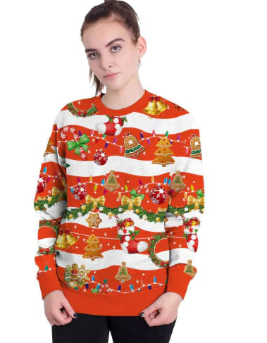 3D Digital Printed Women's Christmas Pullover Sweatshirt