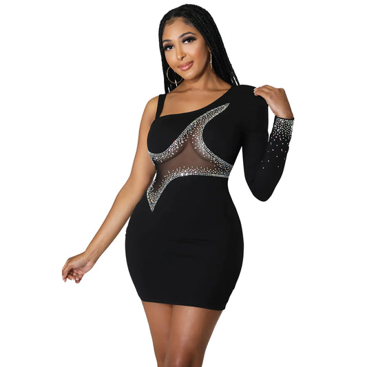 One-Shoulder Skinny Hip Skirt