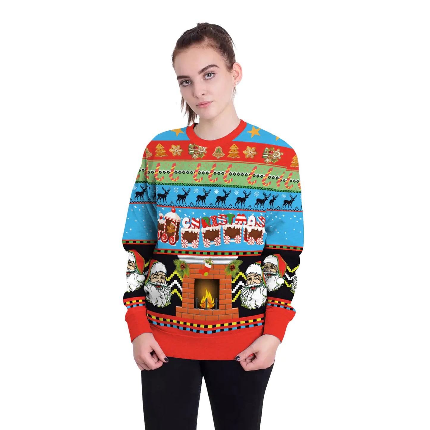 3D Digital Printed Women's Christmas Pullover Sweatshirt