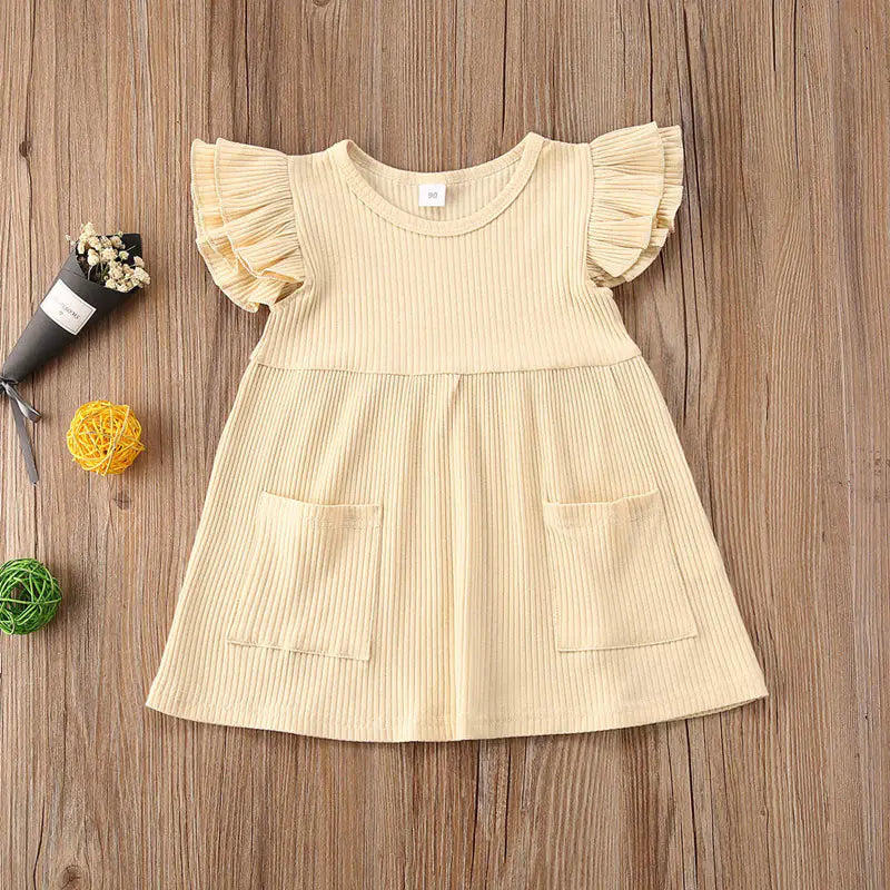 Summer Cotton Dress for Girls with Flutter Sleeves
