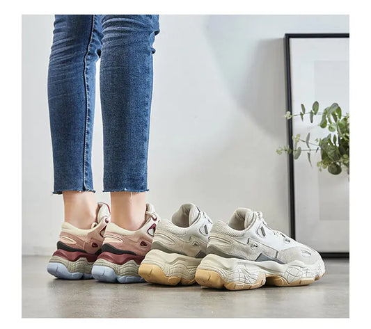 Thick Sole Dad Sneakers - Casual Athletic Shoes