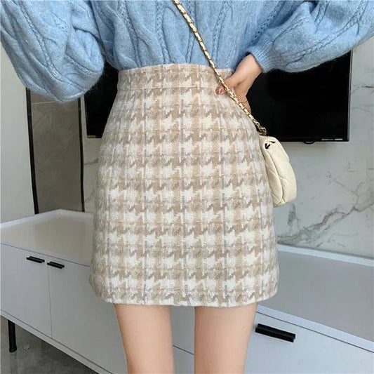 New Retro High Waist Thick Woolen Skirt for Women