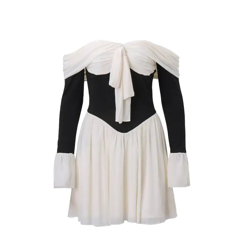 Color-block Off-shoulder Dress for Women