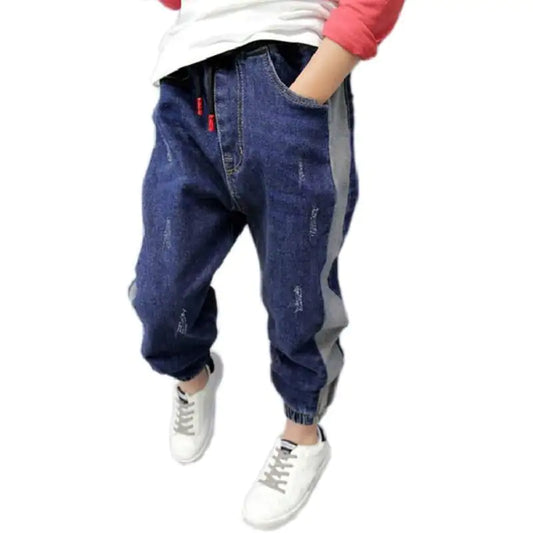 Boy's Color Matching Cotton Jeans for Spring & Autumn
