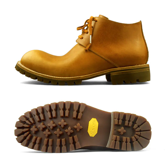 Men's Handmade Retro Genuine Leather Short Work Boots