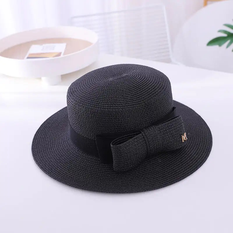 Flat-top Cap with Bow for Sun Protection