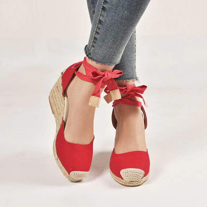 Ladies' Lace-Up Sandals with Light-Soled Hemp Rope