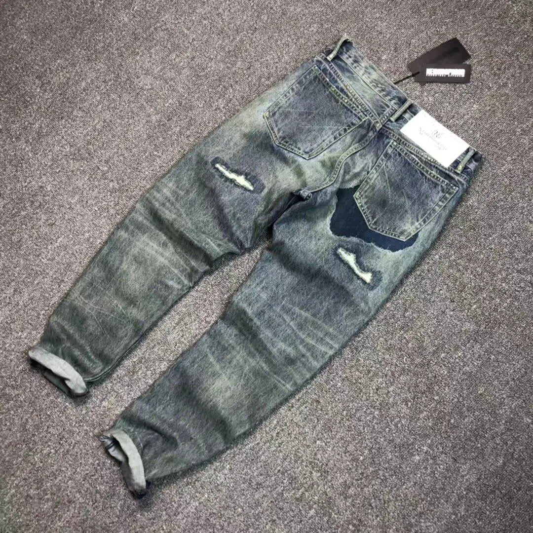 Vintage American Style Men's Distressed Denim Jeans