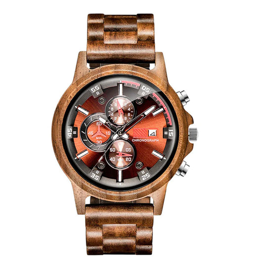 Wooden Quartz Watch for Men with Multifunctional Features