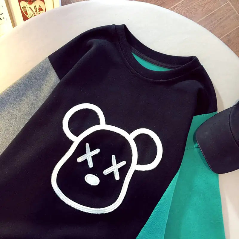 Cartoon Embroidery Colorful Short-Sleeved Padded T-Shirt