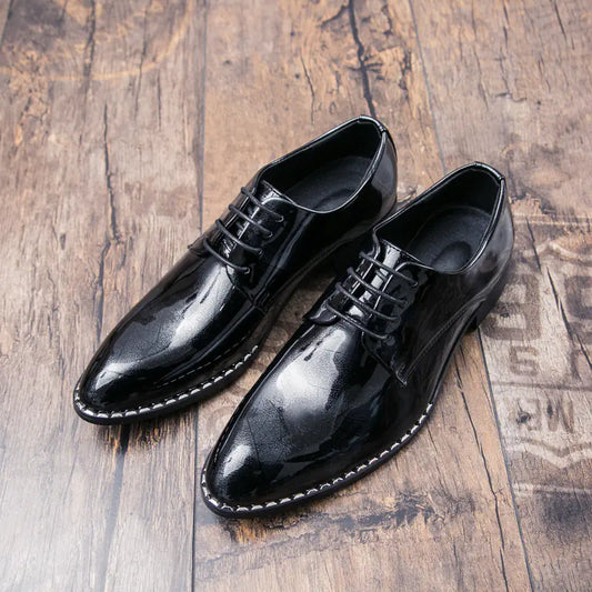 Men's Pointed Toe Leather Shoes - Stylish British Casual