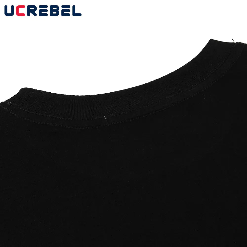 Men's High Neck Graphic Short Sleeve Cotton T-Shirt
