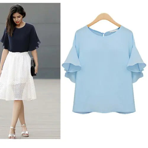 Plus Size Women's Short Sleeve Loose Shirt