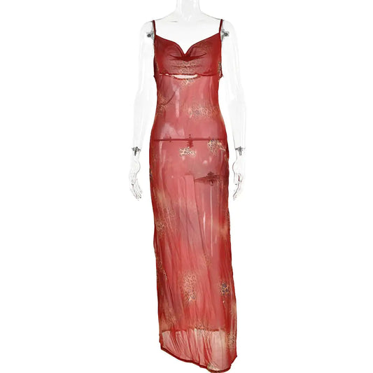 Women's Polyester Strap Dress with Print Design