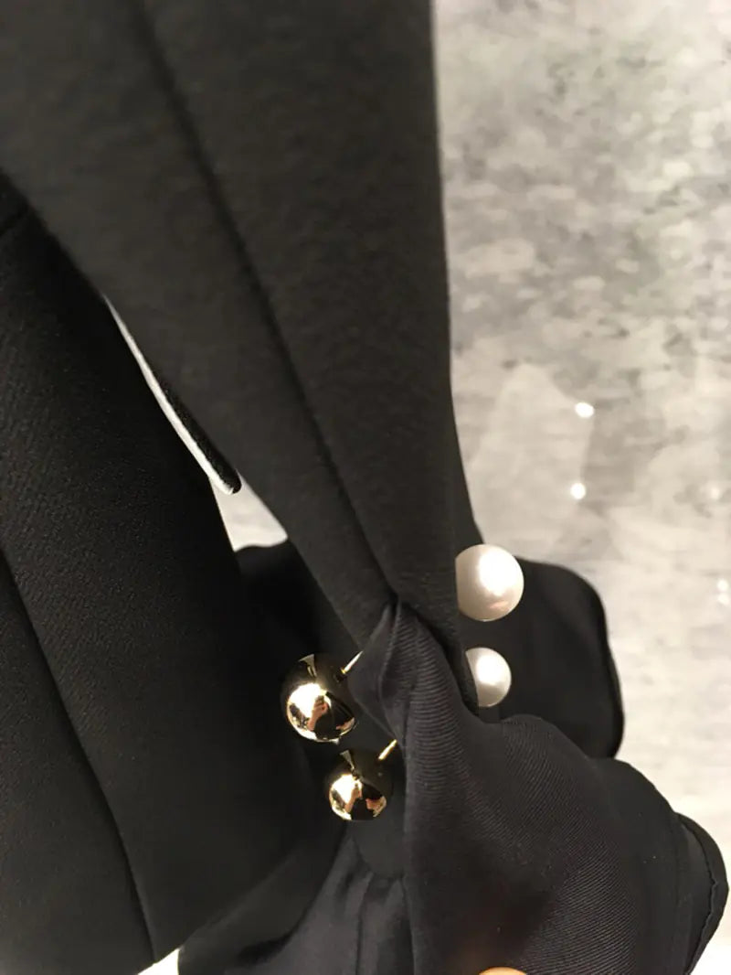 Korean Style Ruffled Waist Double-Breasted Blazer