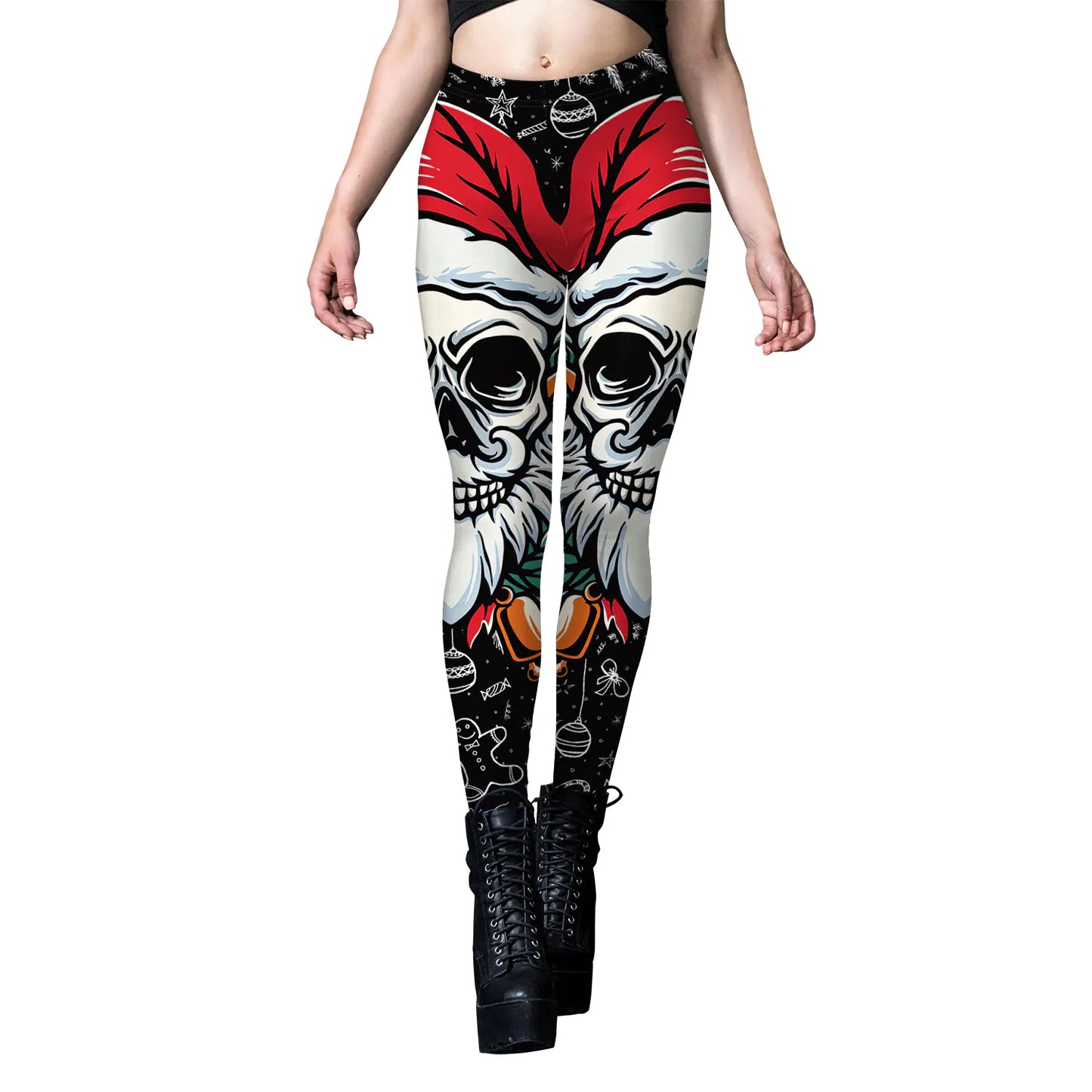 Women's Skull Print Tapered Yoga Leggings
