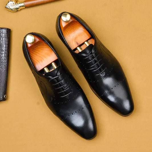 British Brock Men's Leather Oxford Dress Shoes
