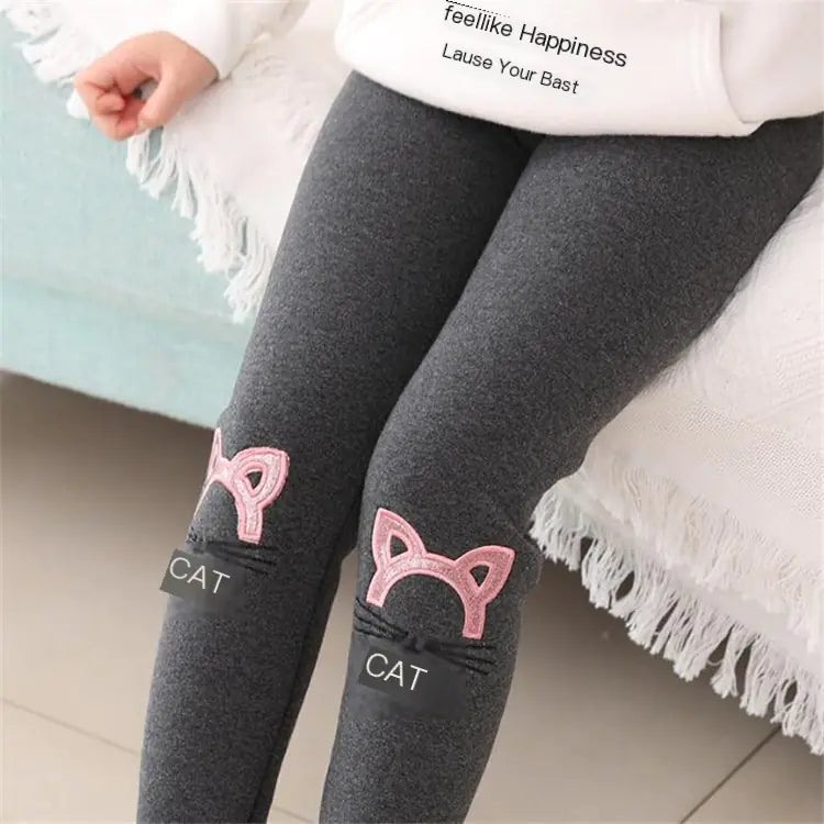 Cartoon Kitten Embroidery Baby Trousers for Kids