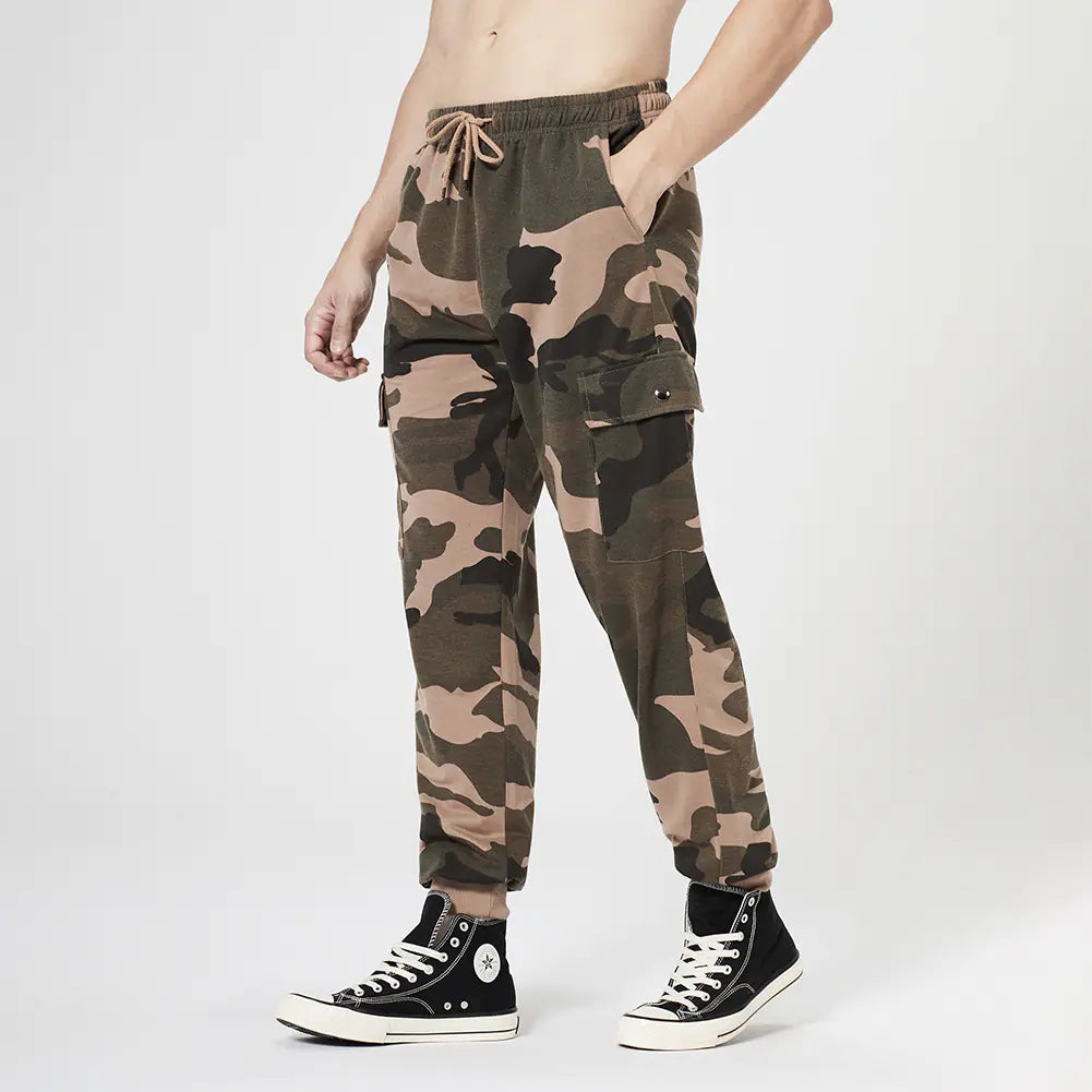 Men's Loose Camouflage Drawstring Multi-Pocket Pants