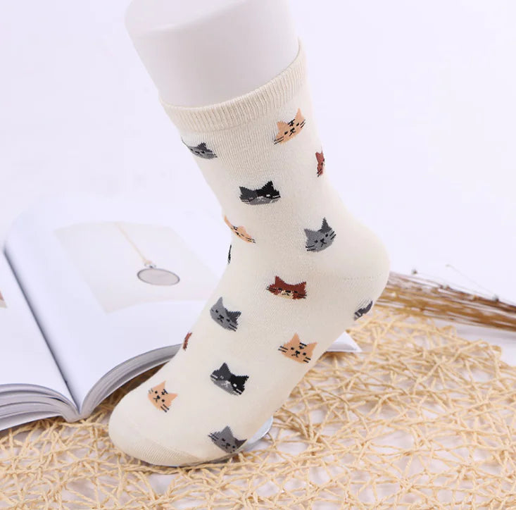 Women's Cat Mid-Calf Cotton Socks