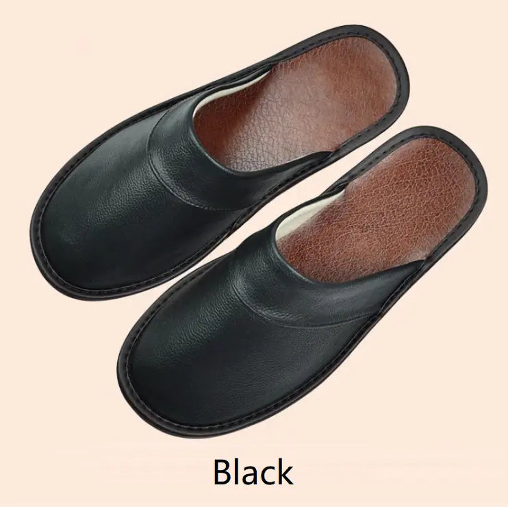 Indoor Leather Baotou Slippers for Home Furnishing