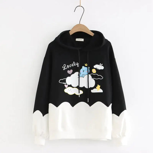 Color-blocking Thin Long-sleeved Hooded Sweatshirt