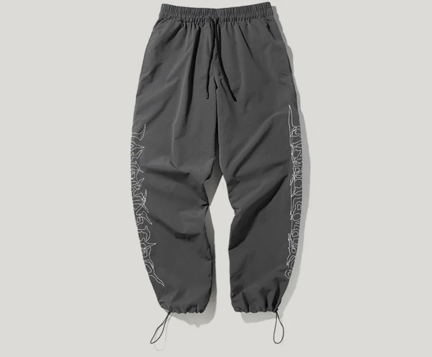 Men's Loose Fit Drawstring Windbreaker Pants