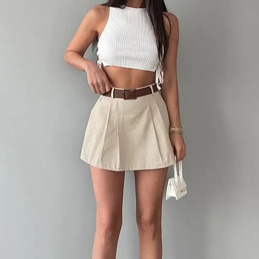 High Waist Solid Color Skirt for Women