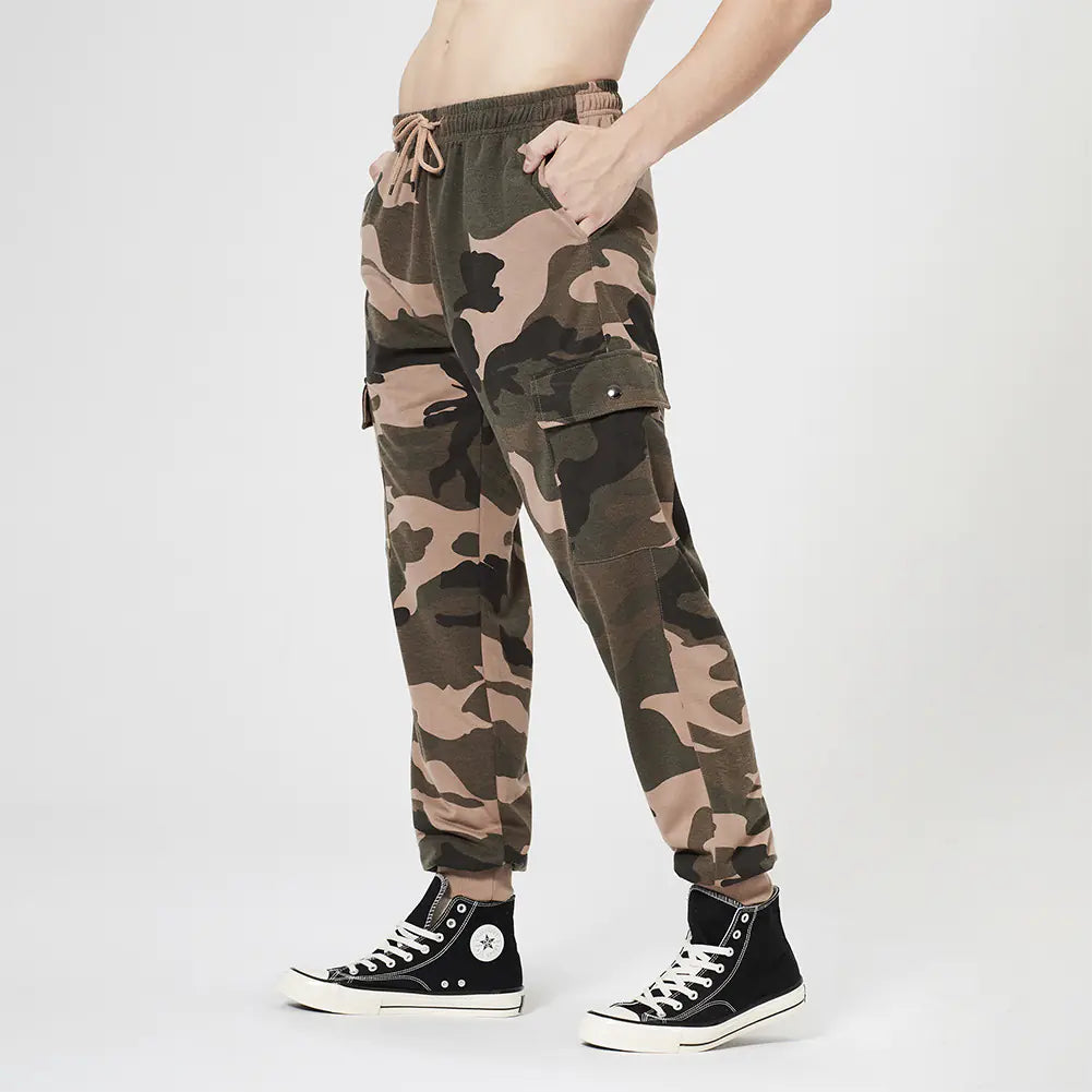 Men's Loose Camouflage Drawstring Multi-Pocket Pants