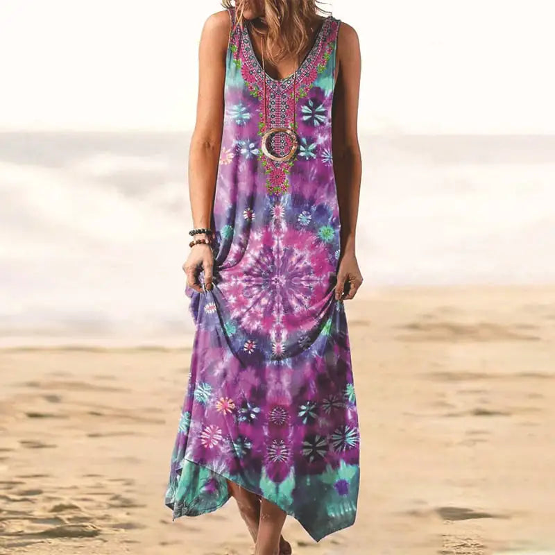 Loose Printed Vest Dress for Women
