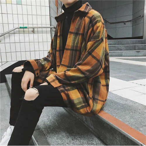Men's Loose Fit Long Sleeve Wool Shirt for Casual Style