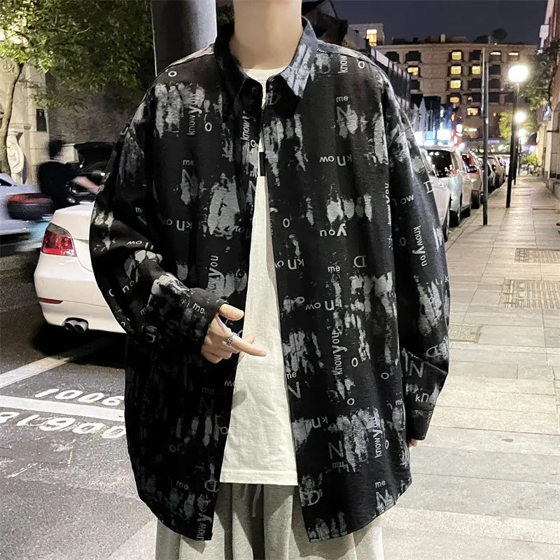Men's Retro Floral Long Sleeve Shirt - Casual Loose Fit