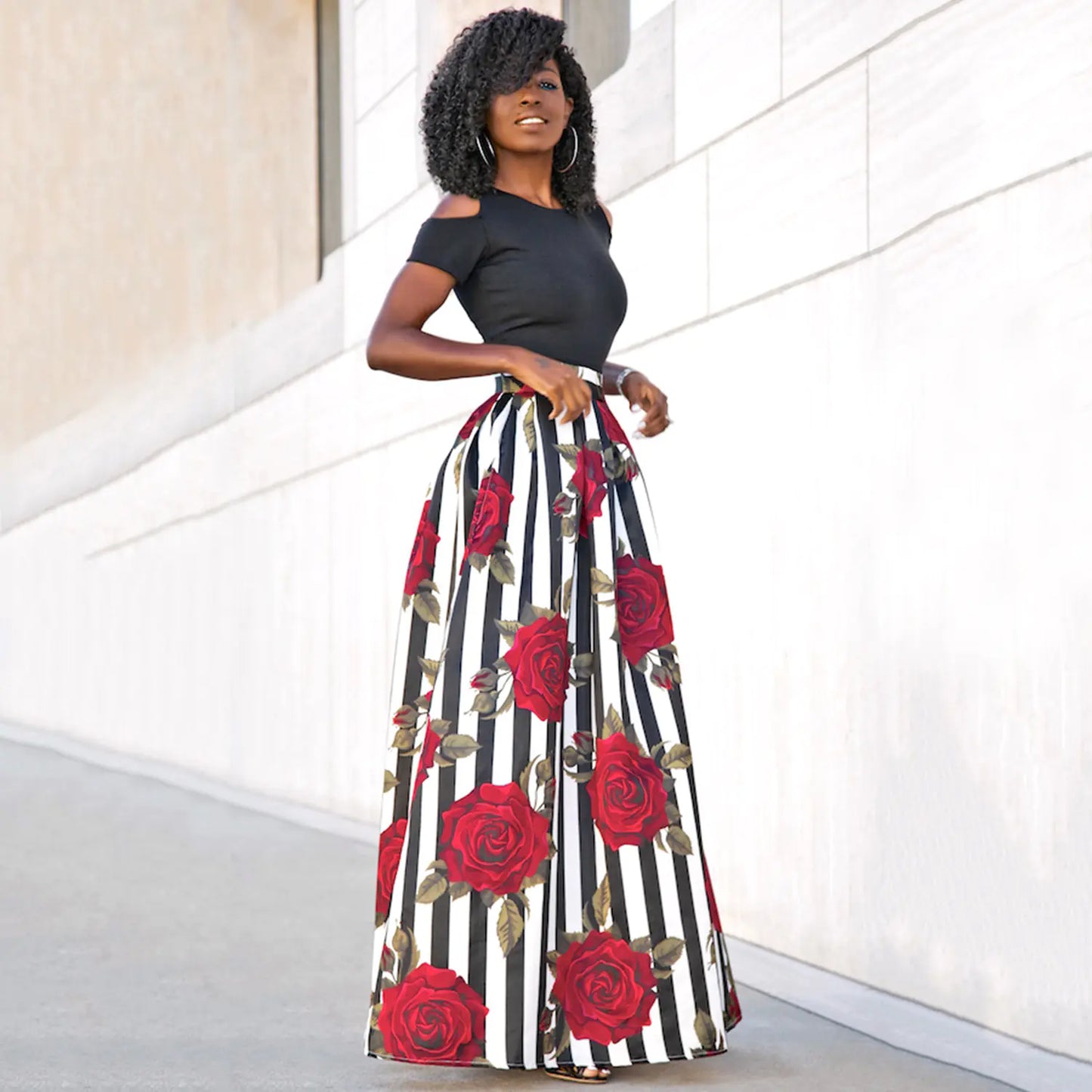 Floral Puff Skirt Two-Piece Set for Women