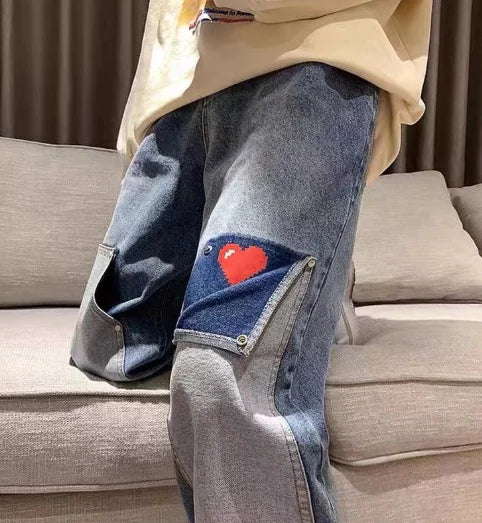 Wide Leg Loose Straight Design Pants