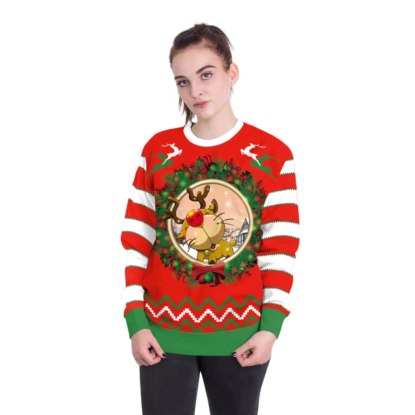 3D Digital Printed Women's Christmas Pullover Sweatshirt