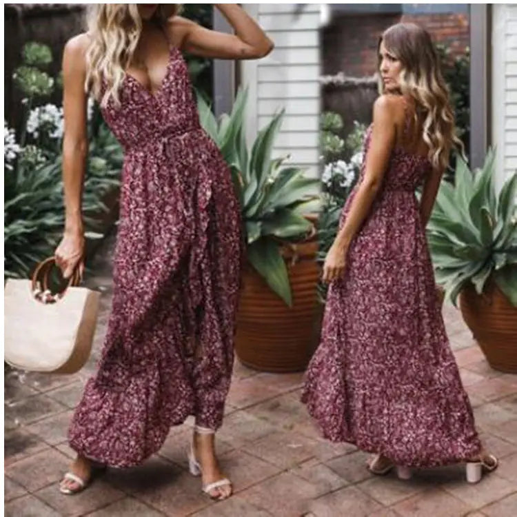 Floral Print Spaghetti Strap Maxi Dress