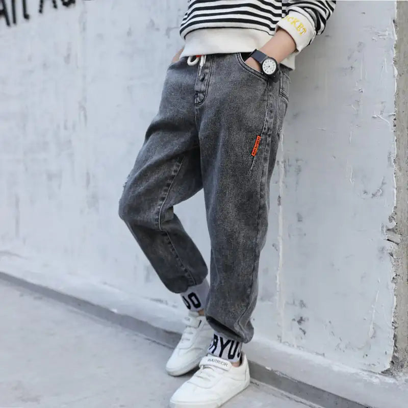Boy's Color Matching Cotton Jeans for Spring & Autumn