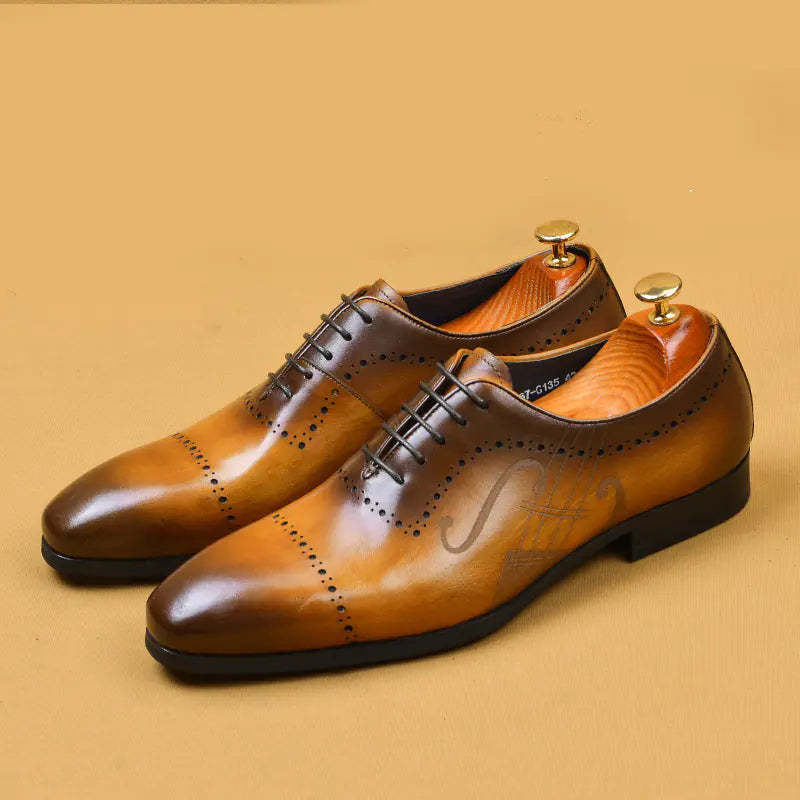 British Brock Men's Leather Oxford Dress Shoes