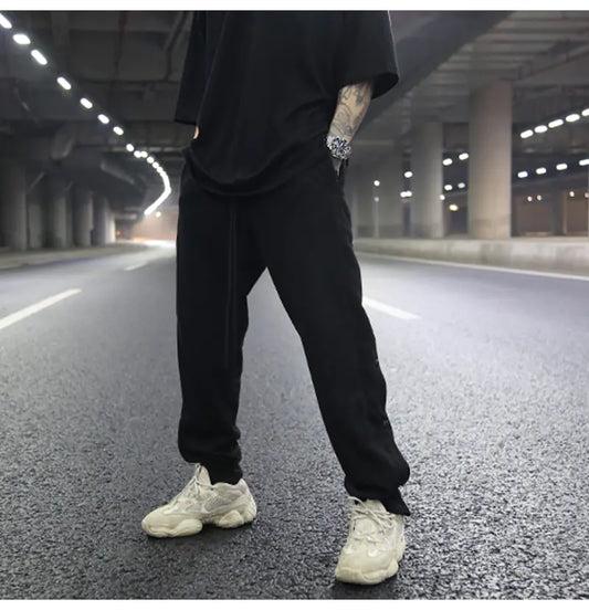 Loose-Fit Cotton Pants with Velcro Closure Design