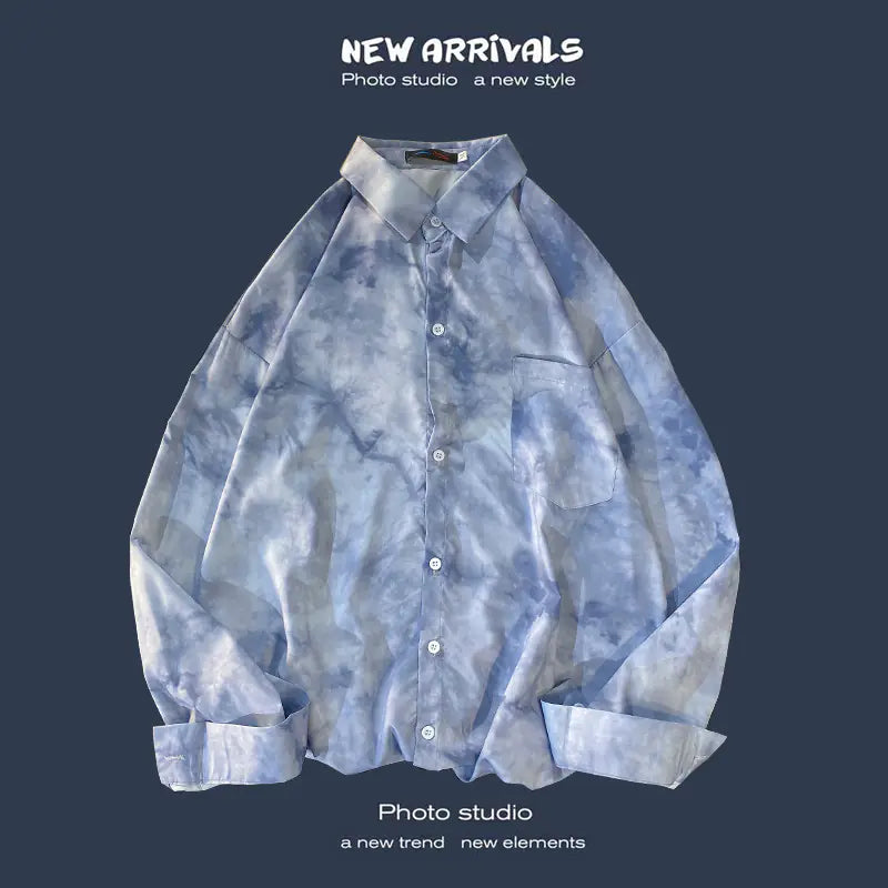 Men's Retro Floral Long Sleeve Shirt - Casual Loose Fit